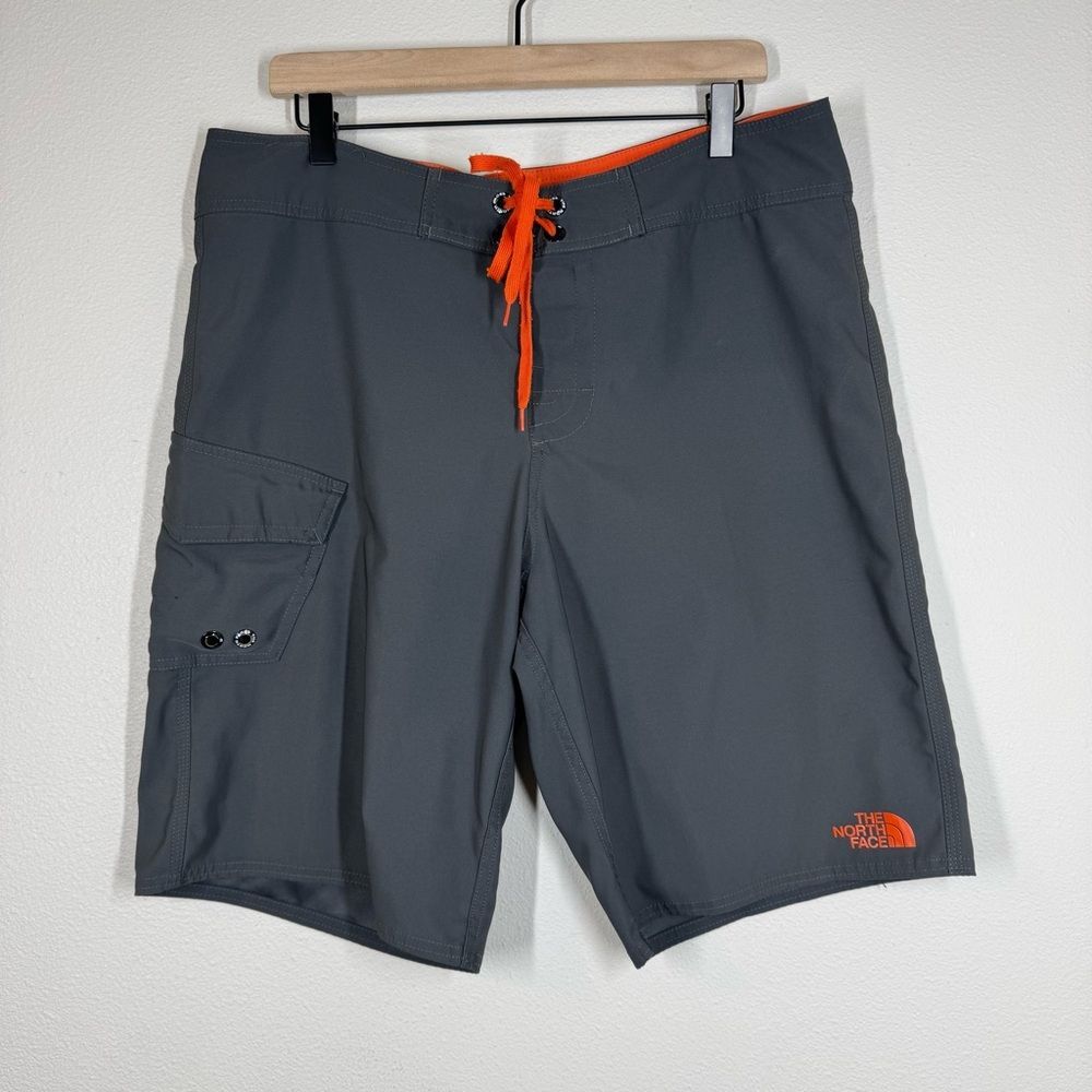 The North Face Boardshorts Swim Trunks Unlined Gray Orange Men’s Size 36